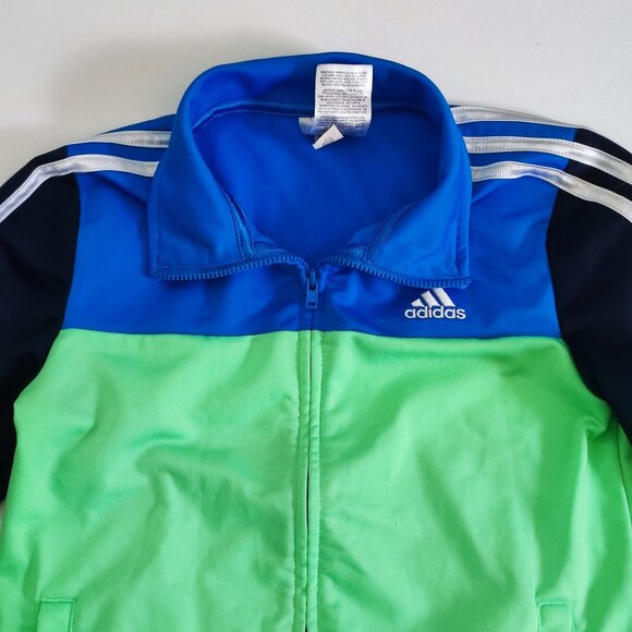 Adidas tracksuit Boys size 7 dark blue, blue and mint full zip - Picture 2 of 6